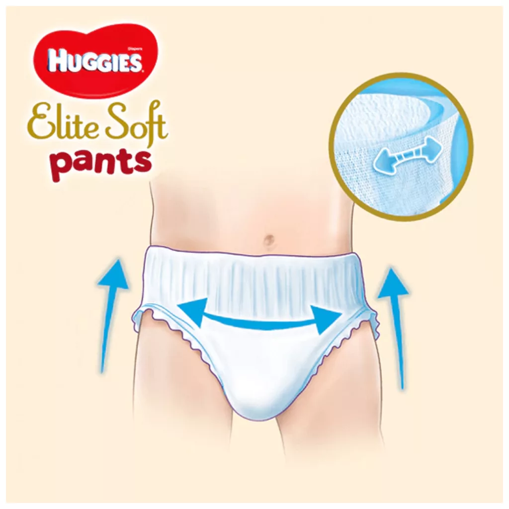CSOMAGOLÁSSÉRÜLT Huggies Elite Soft Pants bugyipelenka 5, 12-17 kg, 38 db