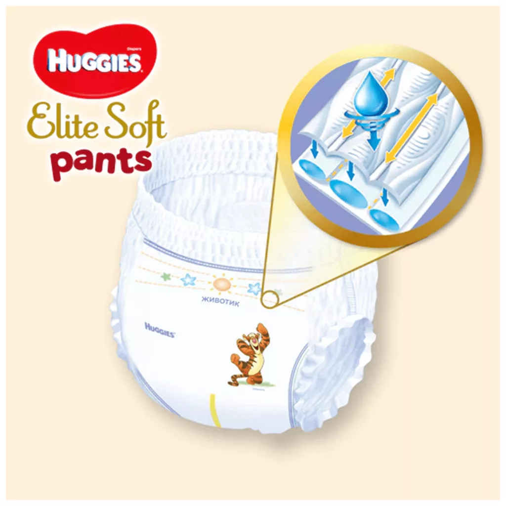 CSOMAGOLÁSSÉRÜLT Huggies Elite Soft Pants bugyipelenka 5, 12-17 kg, 38 db