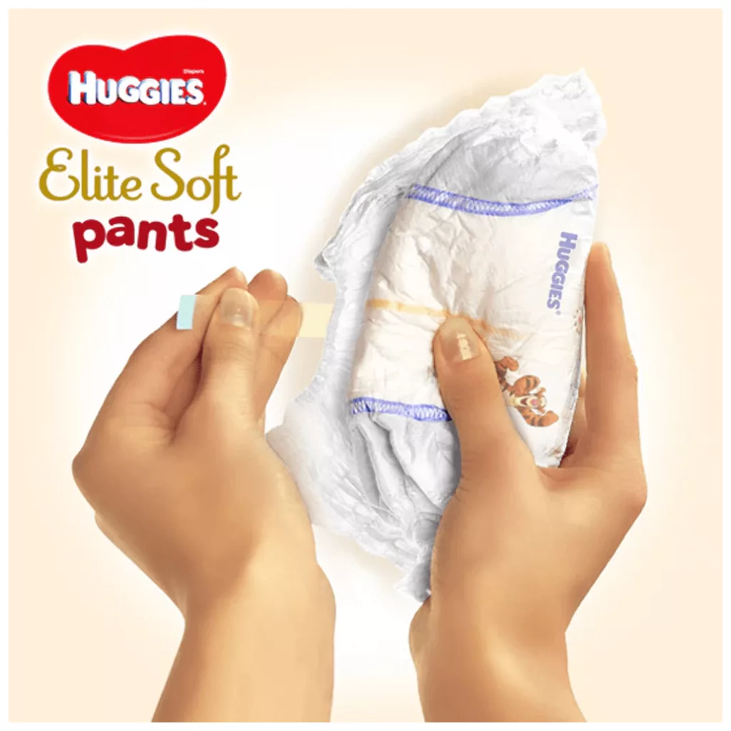 CSOMAGOLÁSSÉRÜLT Huggies Elite Soft Pants bugyipelenka 5, 12-17 kg, 38 db