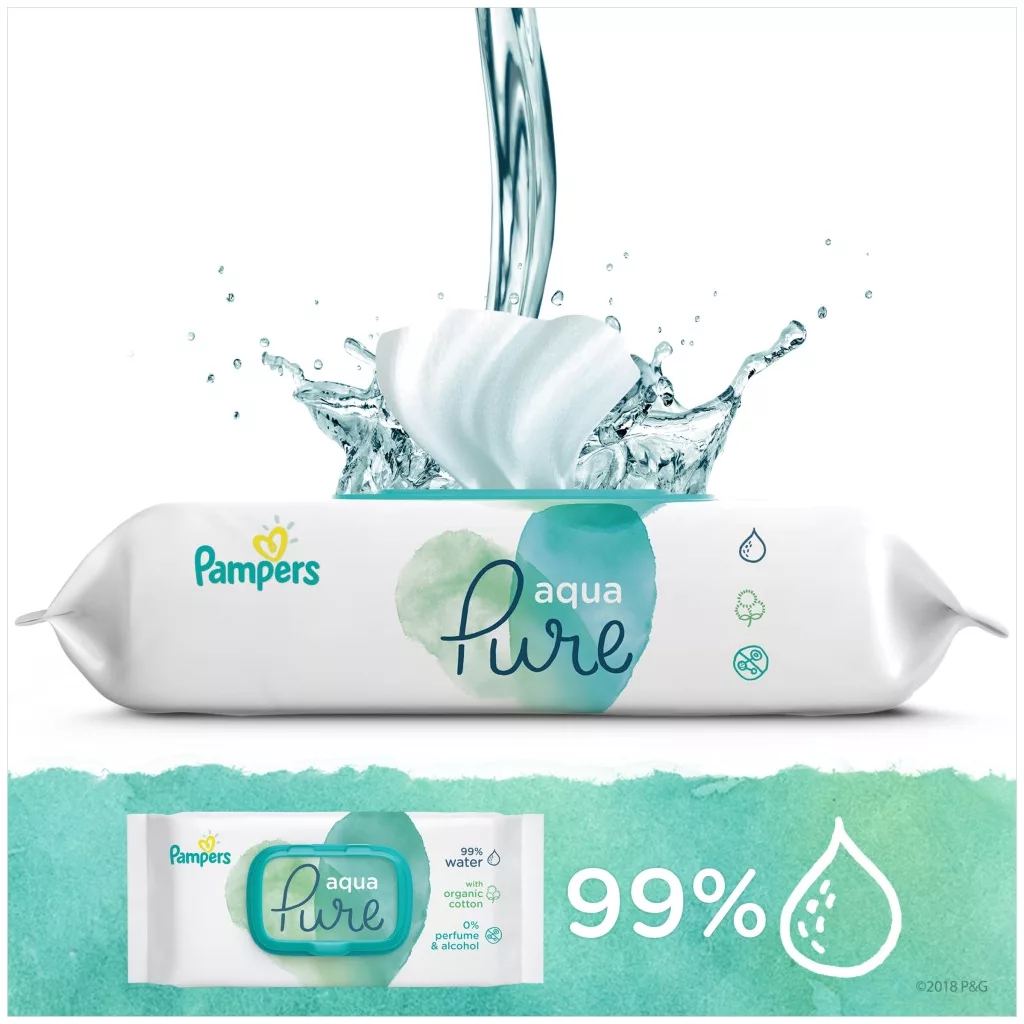Pampers Aqua Pure nedves törlőkendő 9x48 db