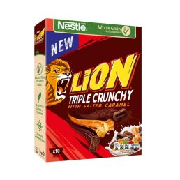   Lion Triple Crunchy ropogós gabonapehely sós karamellel, csokoládés bevonattal és tejcsokoládéval (300 g)