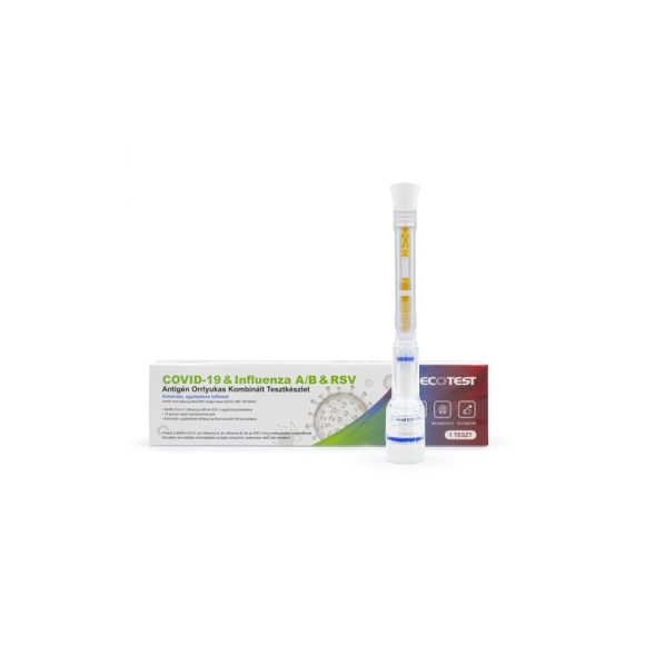 ECOTEST COVID-19 & influenza A+B & RSV Ag kombinált, orrlyukas, egylépéses, automata tollteszt - (orrlyukból)