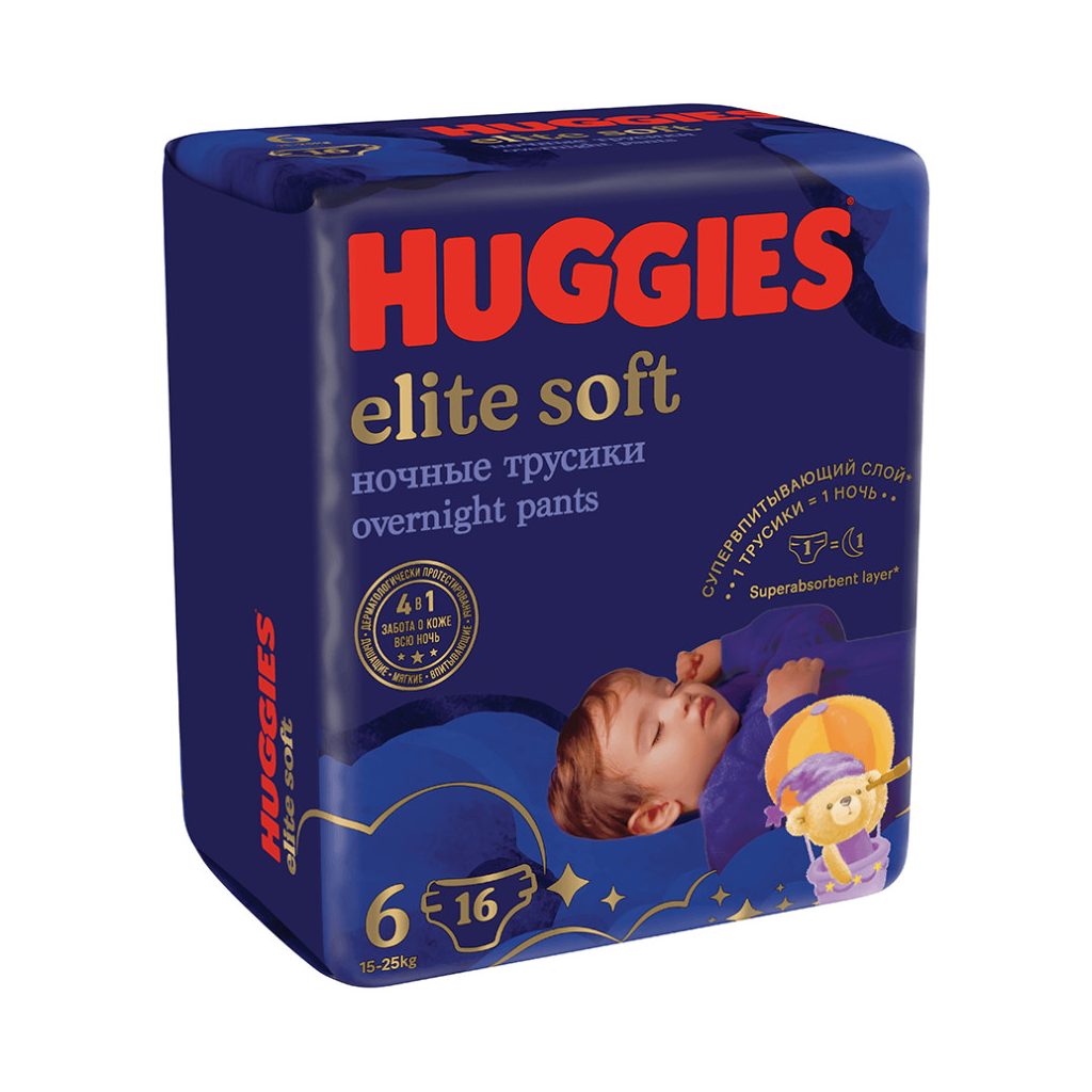 Huggies Elite Soft Overnight Pants éjszakai bugyipelenka 6, 15-25 kg, 16 db