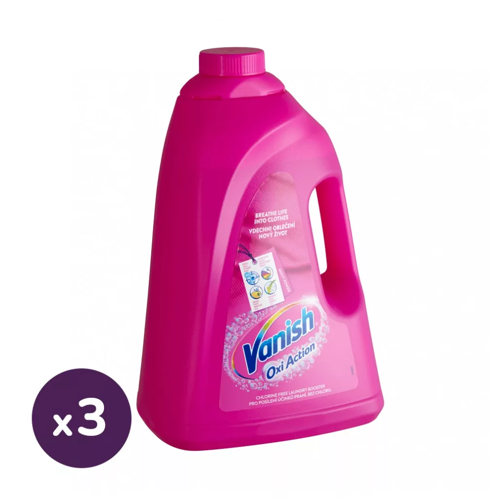Vanish Oxi Action folyékony folteltávolító, pink (3x3 liter)
