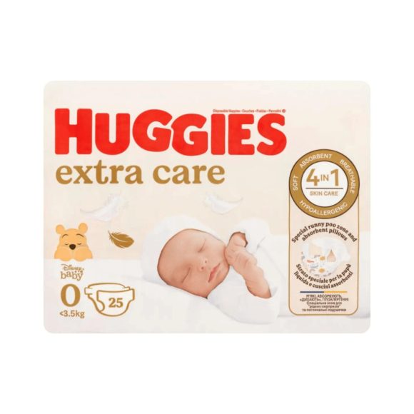 Huggies Extra Care pelenka, 0-4 kg, 25 db