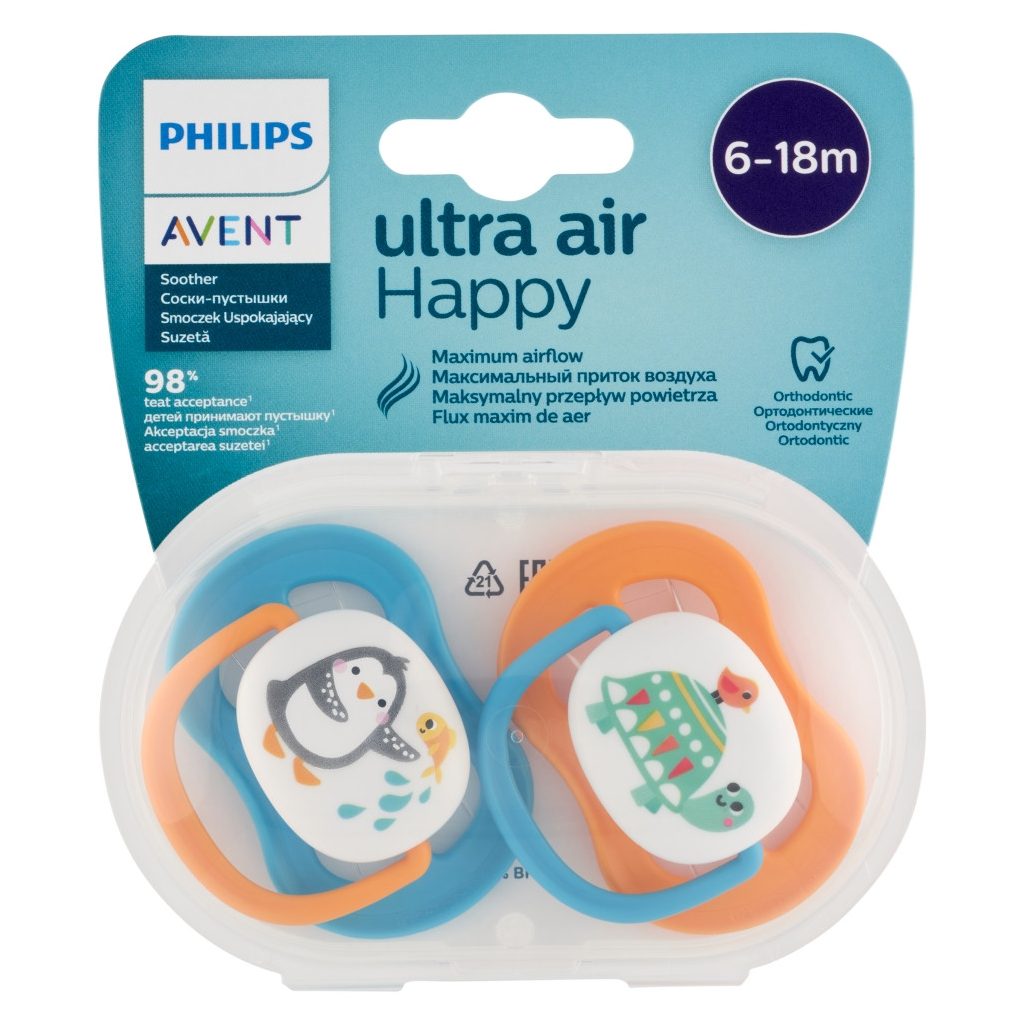 Philips AVENT SCF080/07 Ultra air játszócumi 6-18hó fiús, 2 db (állatos)