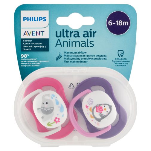 Philips AVENT SCF080/08 Ultra air játszócumi 6-18hó lányos, 2 db (állatos)