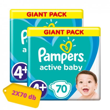 Pampers Active Baby pelenka, Maxi+ 4+, 10-15 kg, HAVI PELENKACSOMAG 140 db