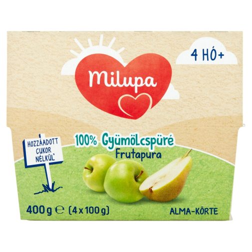 Milupa Frutapura alma-körte gyümölcspüré 4 hó+ (4x100 g)