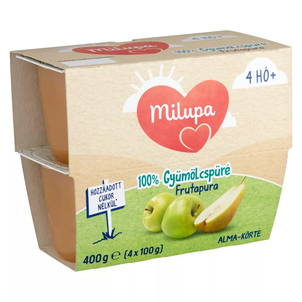Milupa Frutapura alma-körte gyümölcspüré 4 hó+ (4x100 g)
