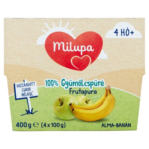 Milupa Frutapura alma-banán gyümölcspüré 4 hó+ (4x100 g)