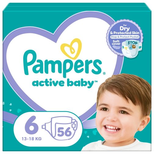 Pampers Active Baby pelenka, Junior 6, 13-18 kg, 56 db