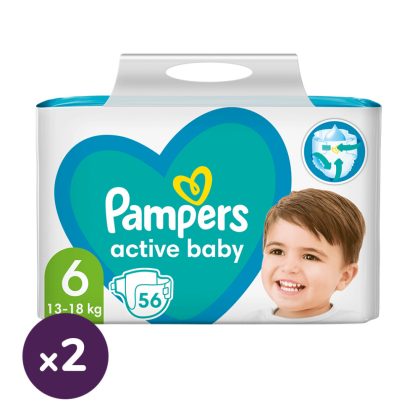 Pampers Active Baby pelenka, Junior 6, 13-18 kg, HAVI PELENKACSOMAG 2x56 db