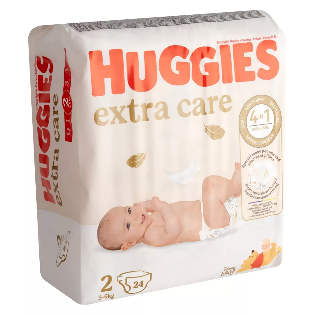 Huggies Extra Care újszülött pelenka 2, 3-6 kg, 24 db