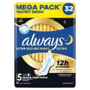 Always Ultra Secure Night Extra egészségügyi szárnyas betét, 5-ös méret (32 db)