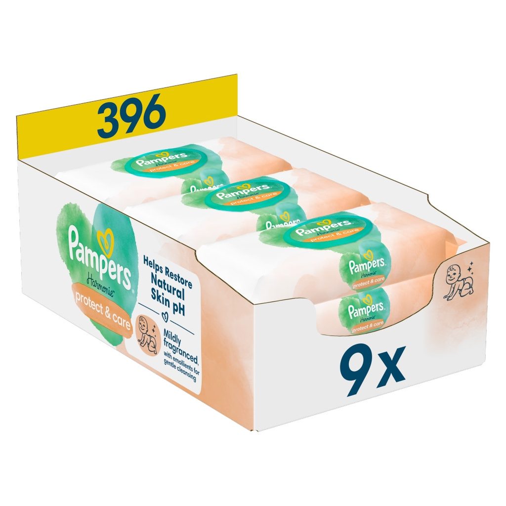 Pampers Harmonie Protect & Care nedves törlőkendő (9x44 db)