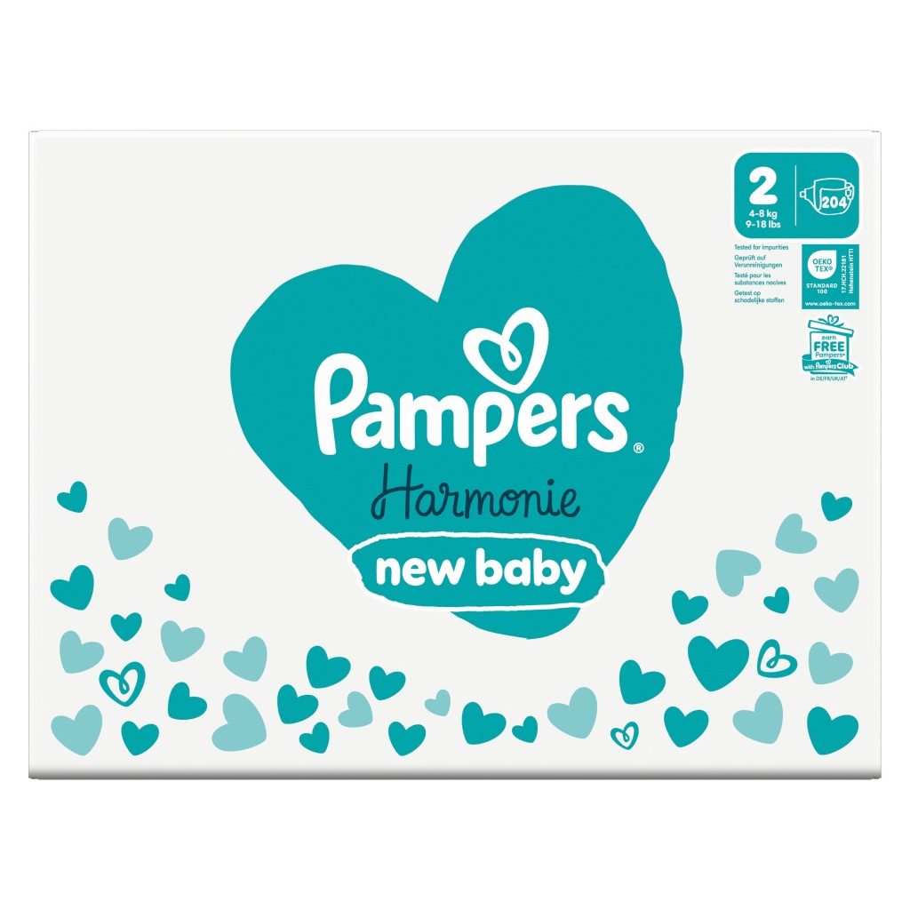 Pampers Harmonie pelenka 2, 4-8 kg, HAVI PELENKACSOMAG 204 db