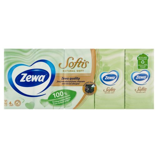 Zewa Softis Natural Soft 4 rétegű papírzsebkendő (10x9 db)