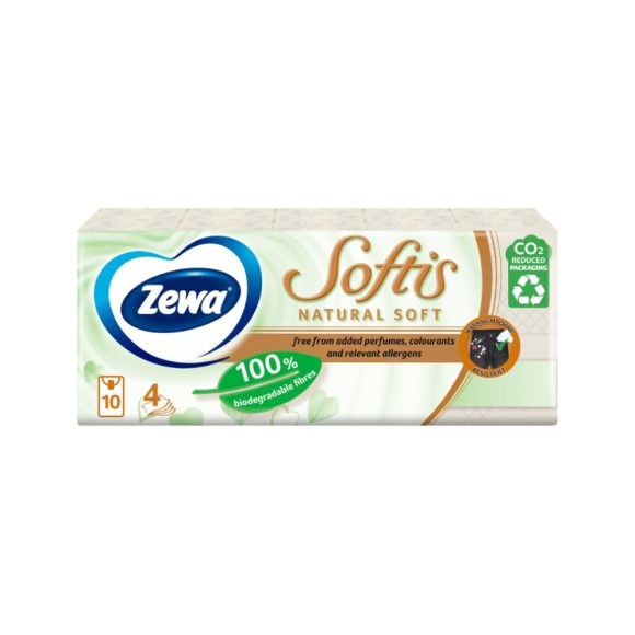Zewa Softis Natural Soft 4 rétegű papírzsebkendő (10x9 db)