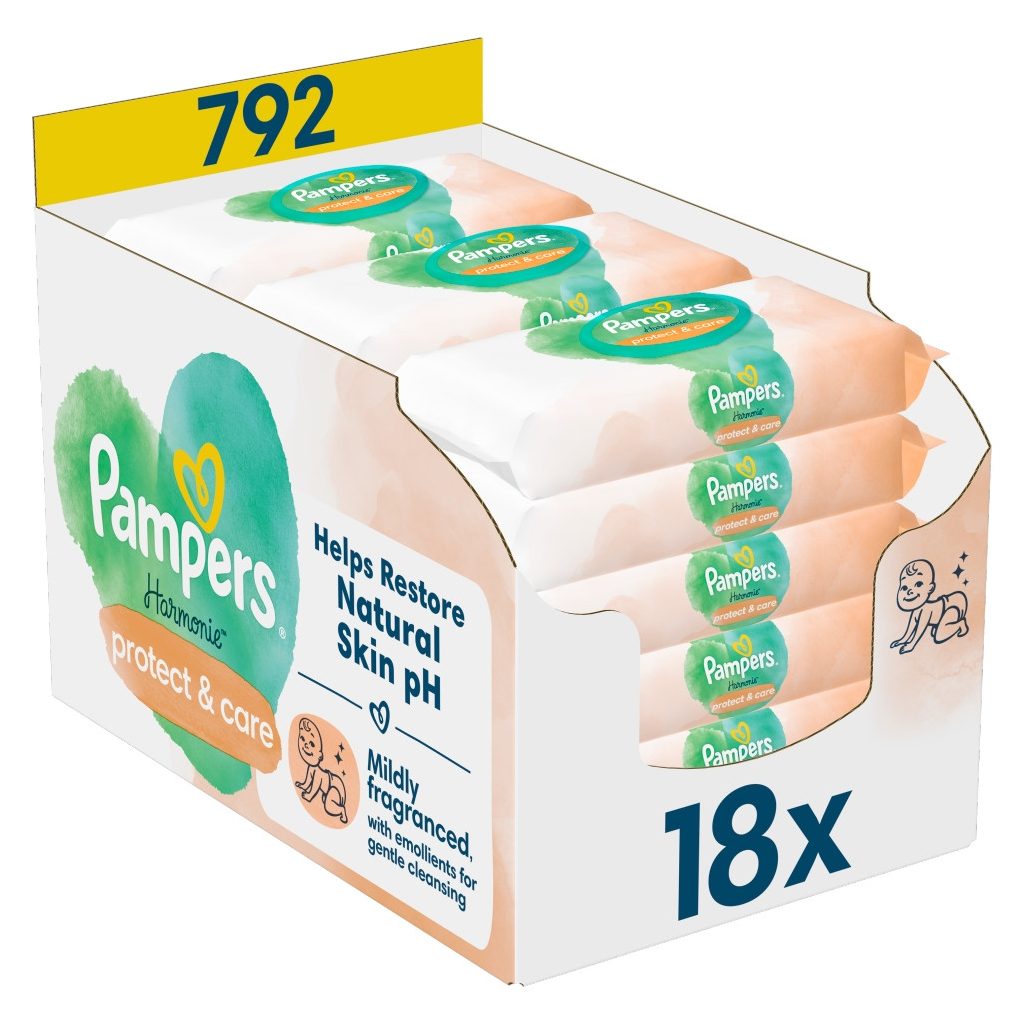 Pampers Harmonie Protect & Care nedves törlőkendő (18x44 db)