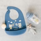 Canpol babies szilikonos előke zsebbel Bonjour Paris, 4 hó+ (kék)