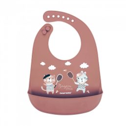   Canpol babies Szilikonos előke zsebbel Bonjour Paris, 4 hó+ (pink)