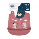 Canpol babies Szilikonos előke zsebbel Bonjour Paris, 4 hó+ (pink)