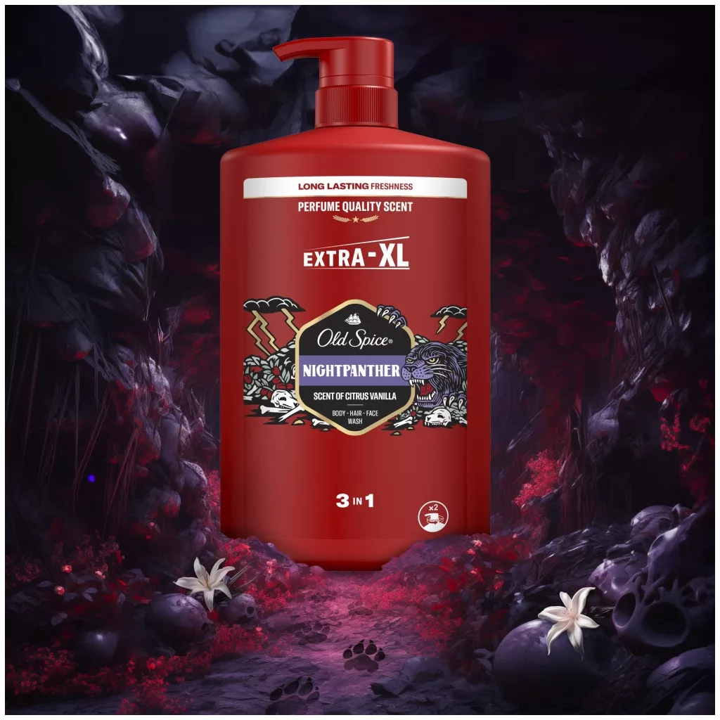 Old Spice Night Panther 3 az 1-ben Tusfürdő és Sampon (1000 ml)