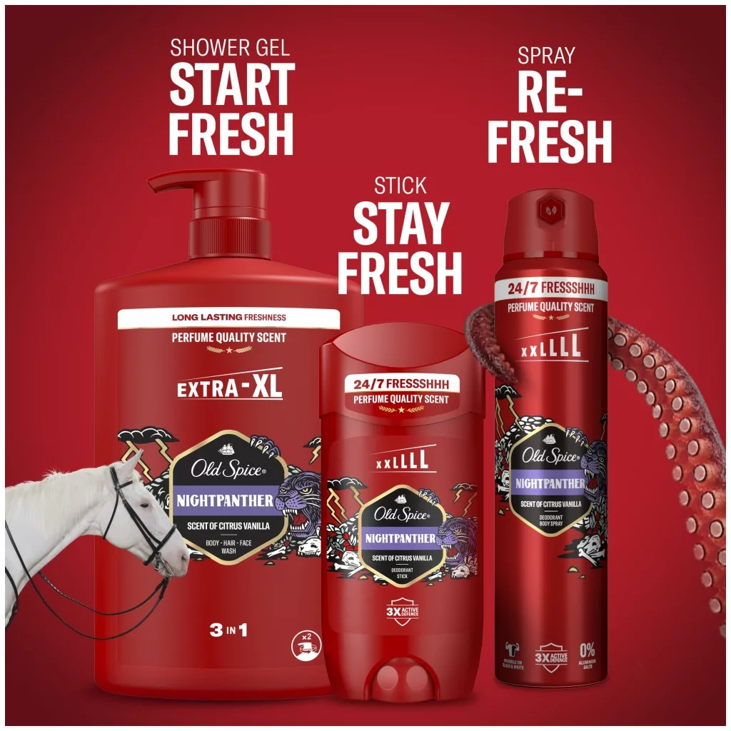Old Spice Night Panther 3 az 1-ben Tusfürdő és Sampon (1000 ml)