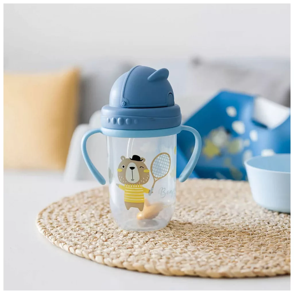 Canpol babies Cseppmentes szívószálas itatópohár nehezékkel, 270 ml, 6 hó+ (kék)