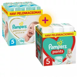   Pampers Premium Care Junior 5, 136 db + Pampers Pants Junior 5, 152 db
