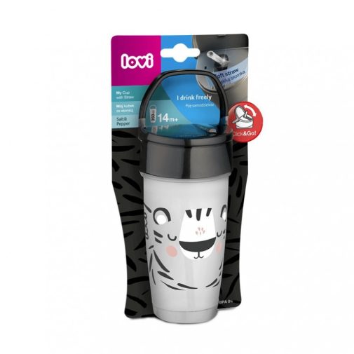 LOVI Szívószálas itatópohár Active, 350 ml (14 hó+)