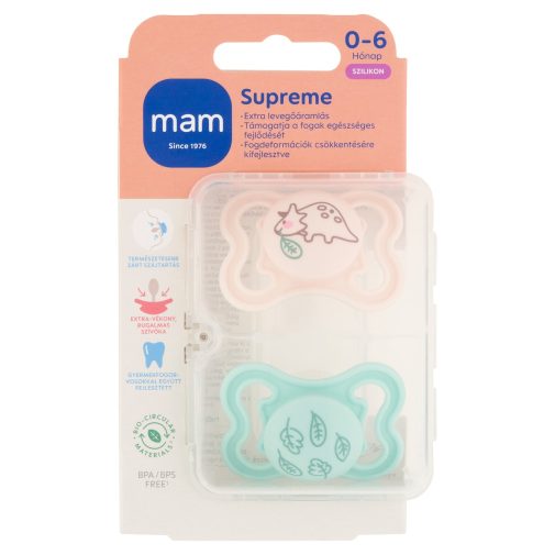 MAM Supreme szilikon játszócumi 0 hó+, 2 db (fiús)
