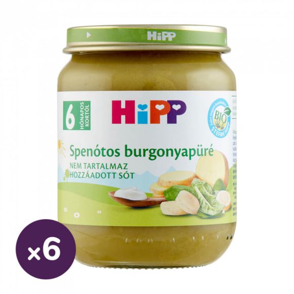 Hipp BIO spenótos burgonyapüré, 6 hó+ (6x125 g)