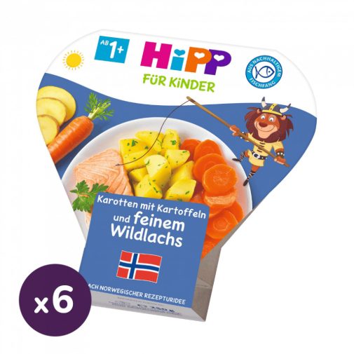 Hipp BIO sárgarépa burgonyával és vadlazaccal, 12 hó+ (6x250 g) - tálcás menü