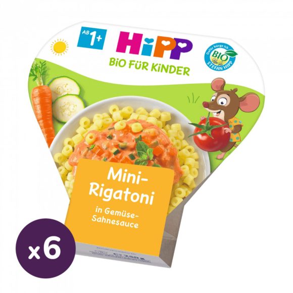 Hipp BIO mini rigatoni zöldséges-tejszínes szószban, 12 hó+ (6x250 g) - tálcás menü
