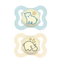   MAM Supreme Night világítós szilikon játszócumi 0 hó+, 2db (fiús)