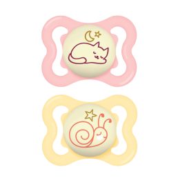   MAM Supreme Night világítós szilikon játszócumi 0 hó+, 2db (lányos)