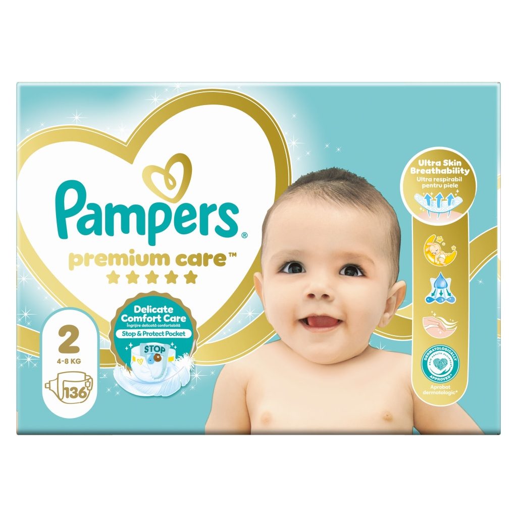 Pampers Premium Care pelenka 2, 4-8 kg, 136 db