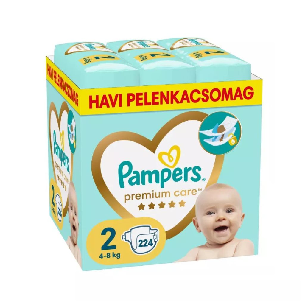 Pampers Premium Care pelenka 2, 4-8 kg, HAVI PELENKACSOMAG 224 db