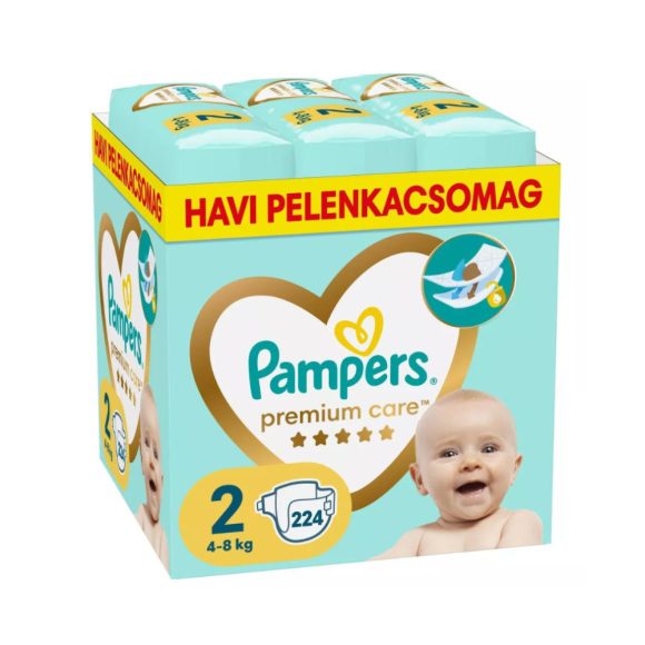 CSOMAGOLÁSSÉRÜLT - Pampers Premium Care pelenka 2, 4-8 kg, HAVI PELENKACSOMAG 224 db