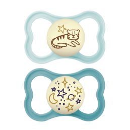   MAM Supreme Night világítós szilikon játszócumi 16 hó+, 2db (fiús)