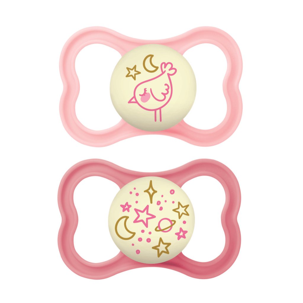 MAM Supreme Night világítós szilikon játszócumi 16 hó+, 2db (lányos)