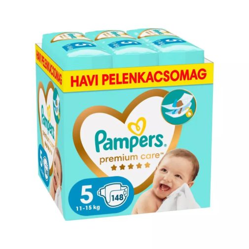Pampers Premium Care pelenka 5, 11-16 kg, HAVI PELENKACSOMAG 148 db