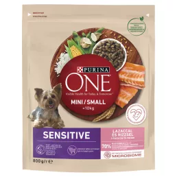   Purina One Mini Sensitive száraz kutyaeledel lazaccal (800 g)