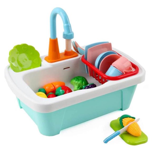 Gyermek játék mosogató félbe vágható gyümölcsökkel és zöldségekkel