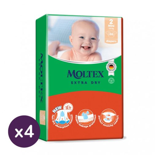 MOLTEX Extra Dry nadrágpelenka, Mini 2, 3-8 kg HAVI PELENKACSOMAG 144 db