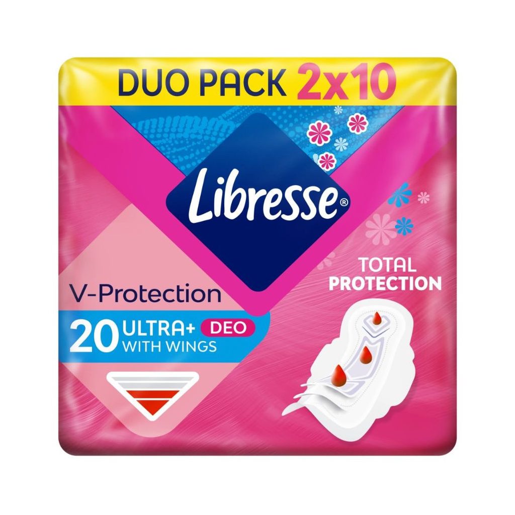 Libresse Ultra+ Deo szárnyas egészségügyi betét enyhén illatosított (2x10 db)