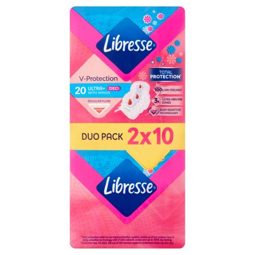 Libresse Ultra+ Deo szárnyas egészségügyi betét enyhén illatosított (2x10 db)