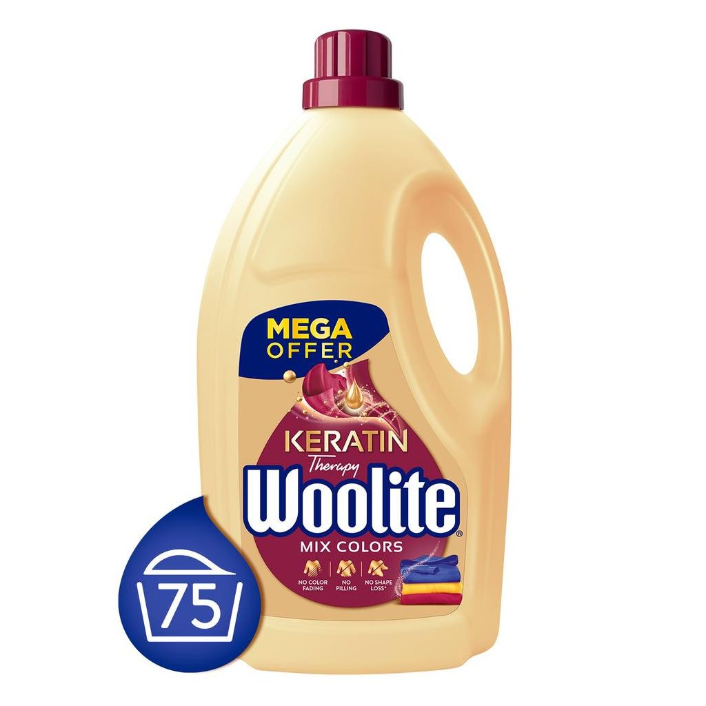 Woolite Keratin Therapy mosószer színes ruhákhoz 4,5 liter (75 mosás)